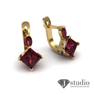 Серьги с камнями "Строго"