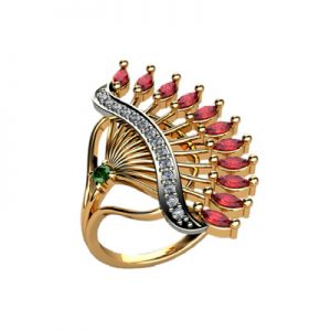 Кольцо с камнями "Павлин"