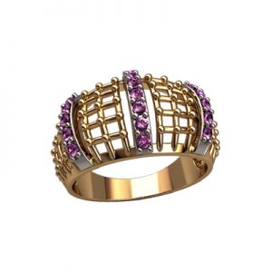 Кольцо с камнями "Лукошко"