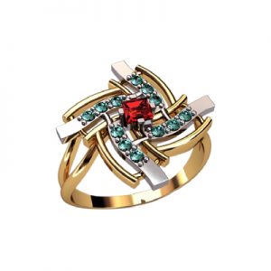 Кольцо с камнями "Корнер"