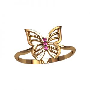 Кольцо с камнями "Бабочка-капустница"