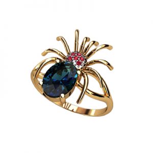 Кольцо с камнями "Паучок"