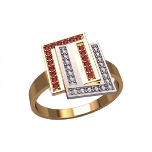 Кольцо с камнями "Книга"