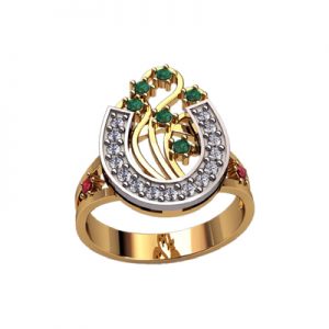 Кольцо с камнями "Подкова наудачу"