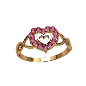 Кольцо с камнями "Валентинка"