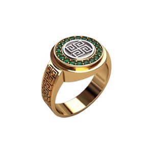 Перстень "Душевная Свастика" с камнями