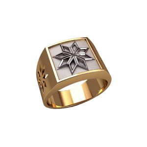 Широкое кольцо с Алатырем