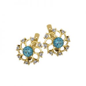 Золотые серьги со вставками "Митаса"