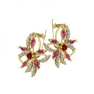 Золотые серьги со вставками "Нертера"