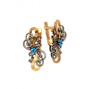 Золотые серьги со вставками "Альхена"