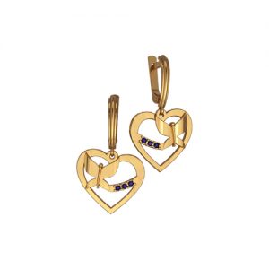 Золотые серьги с фианитами "Полет любви"