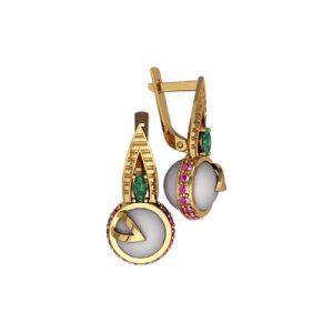 Золотые серьги со вставками "Секрет моря"