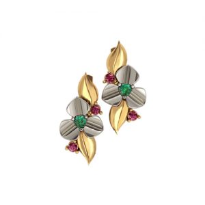 Золотые серьги со вставками "Иланга"