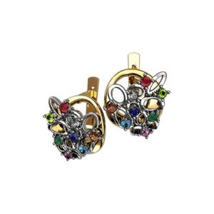 Золотые серьги со вставками "Аюга"