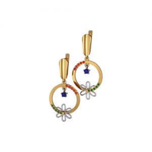 Золотые серьги со вставками "Висячий сад"