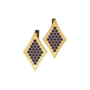 Золотые серьги со вставками "Витраж"