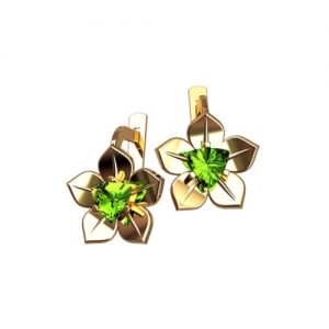 Золотые серьги со вставками "Гинара"