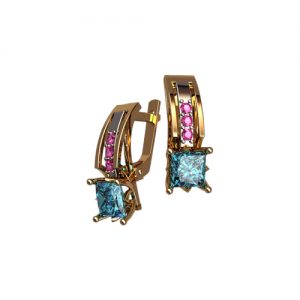 Золотые серьги с фианитами "Саша"