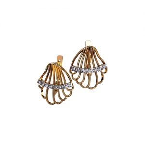 Золотые серьги со вставками "Ракушки"