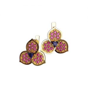 Серьги с фианитами "Анютины глазки"