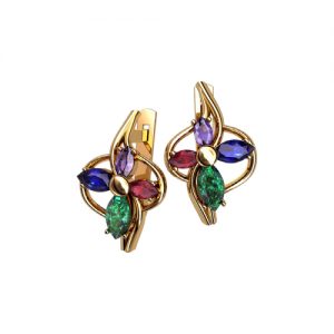 Серьги с фианитами "Стороны лета"