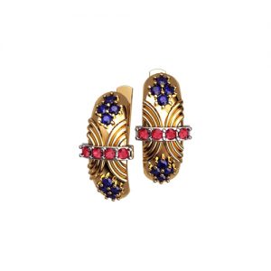 Золотые серьги с камнями "Сонтара"