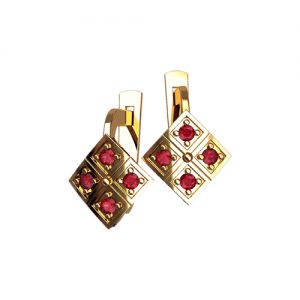 Золотые серьги с фианитами "Викторианские"