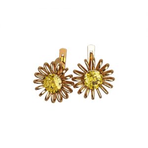 Золотые серьги с фианитами "Маргаритка"