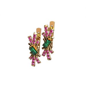 Золотые серьги с фианитами "Фейерверк"