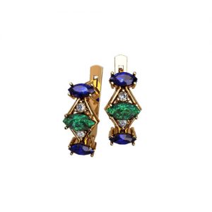 Золотые серьги с фианитами "Винсент"