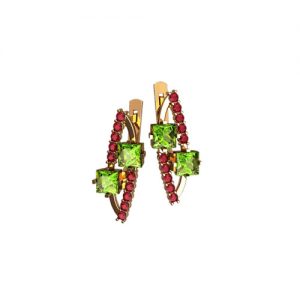 Серьги из золота с камнями "Зеленоглазое такси"