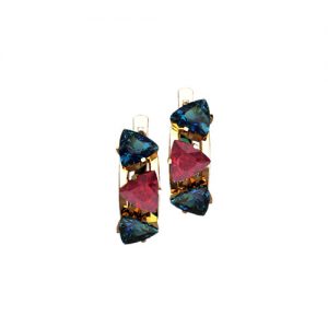 Золотые серьги со вставками "Гора самоцветов"