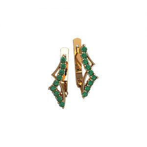 Золотые серьги с фианитами "Ель"