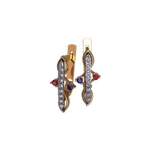 Золотые серьги с фианитами "Коллаборация"