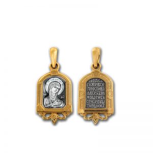 Образок прямоугольной формы с цветочным узором внизу. Божия Матерь "Скоропослушница".