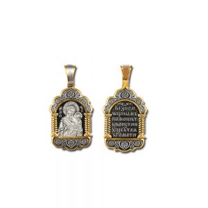 Тихвинская икона Божией матери. Прямоугольная, с сердцами, жесткое ушко.