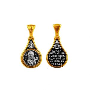 Форма капля. Жесткое ушко. Владимирская икона Божией Матери.