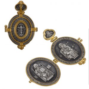 Медальон Ангел Хранитель. Голгофа. Господь Вседержитель. Толгская икона Божией Матери.