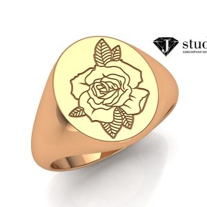 Кольцо с гравировкой "Роза"