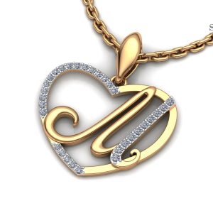 Кулон с инициалами украшенный бриллиантами