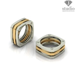 Кольцо обручальное в форме квадрата