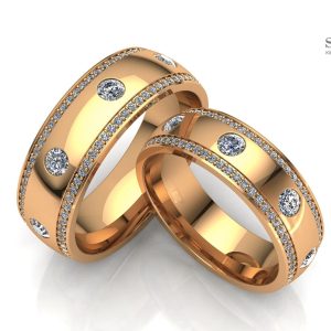 Кольцо обручальное с бриллиантами по кругу