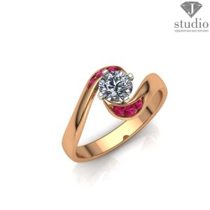 Кольцо помолвочное с разными цветами камней