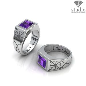 Печатка с цветным камнем