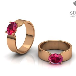 Кольцо помолвочное "Рубиновая роза"