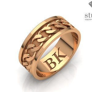 Кольцо из желтого плетенного золота с инициалами