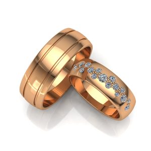 Кольцо обручальное с бриллиантовым узором